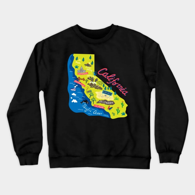 California map Crewneck Sweatshirt by JamesCMarshall